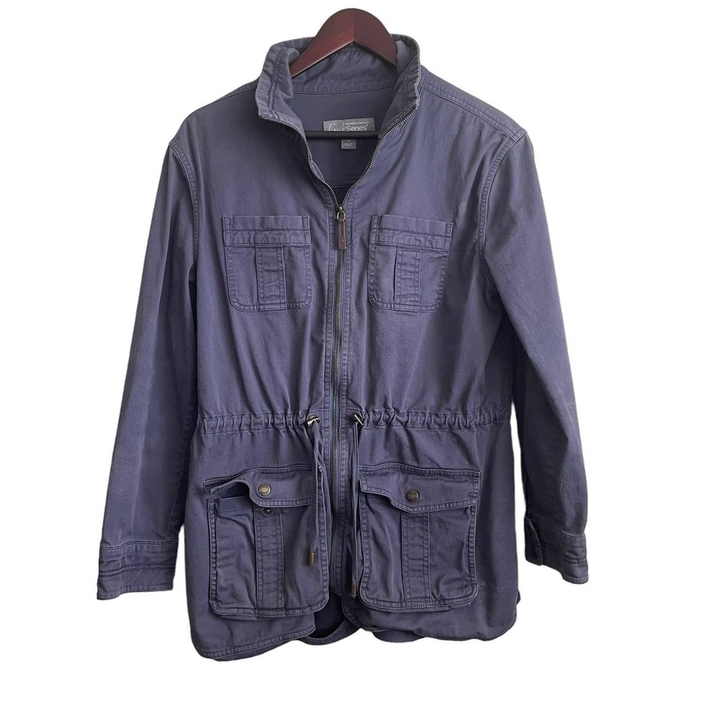 Gander Mountain Women Utility Jacket M Blue Zip Hiking Camping Gorpcore Outdoor
